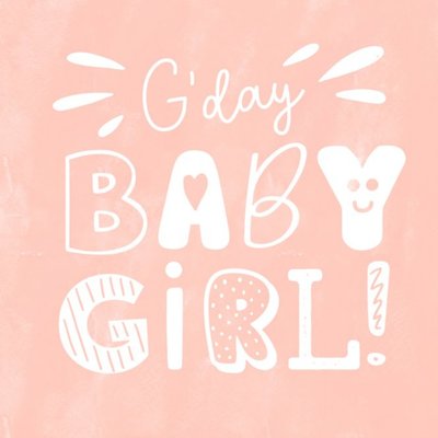 Cat MacInnes Cute Illustrated Typographic New Baby Girl Card