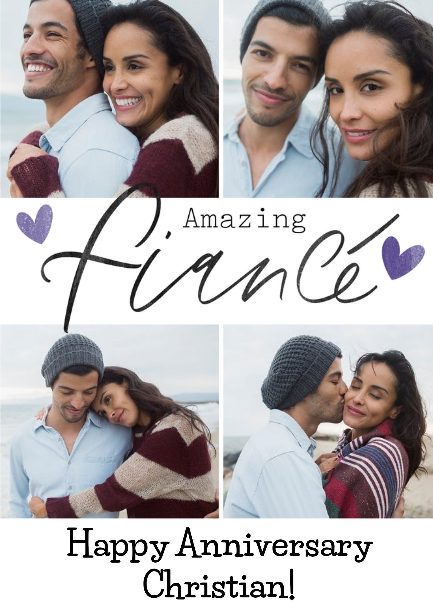 Moonpig Typographic Calligraphy Fiance Anniversary Photo Upload Card