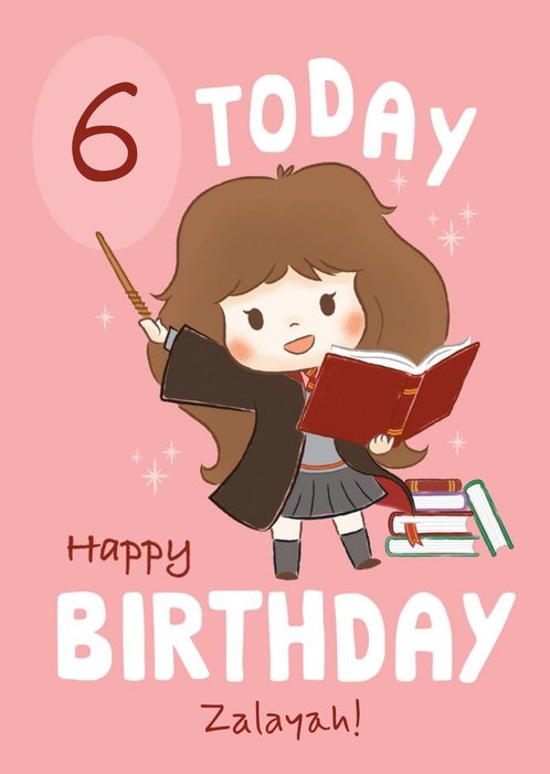 Illustrated Harry Potter Hermione 6th Birthday Card