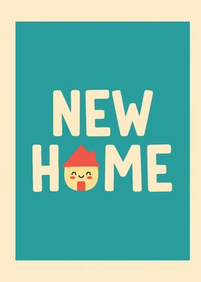 Cute Smiley House Ilustrated New Home Card