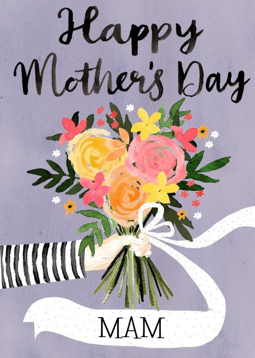 Traditional Illustrated Floral Mother's Day Card For Mam