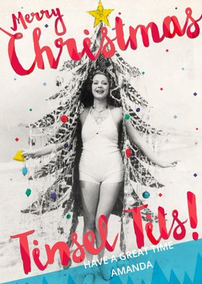 Rude Retro Christmas Tree Personalised Card