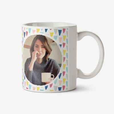 Pastel Triangles Custom Text Photo Birthday Mug