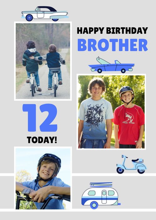 Lemon Ribbon 12 Today Brother Photo Upload Birthday Card