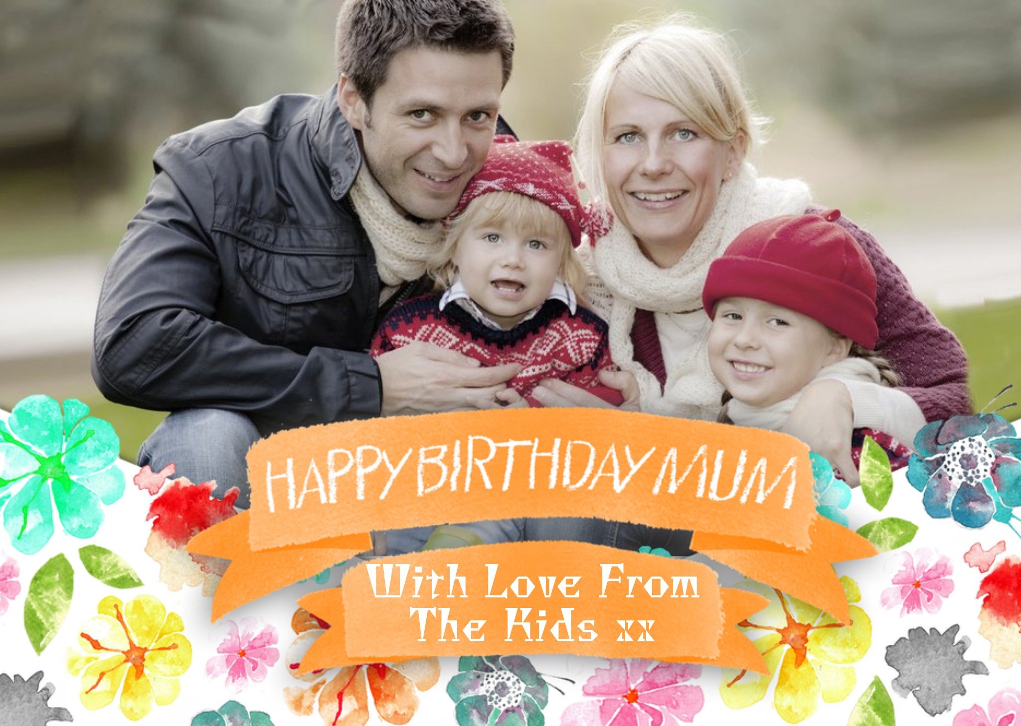 Moonpig Pretty Petals And Leaves Personalised Photo Upload Happy Birthday Card For Mum