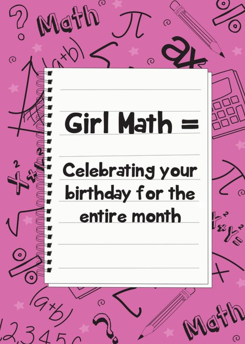 Girl Math Birthday Card