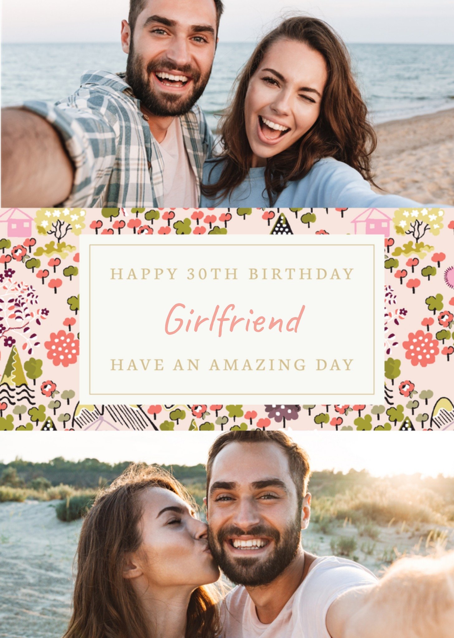 Cath Kidston Happy 30th Girlfriend Floral Photo Upload Birthday Card