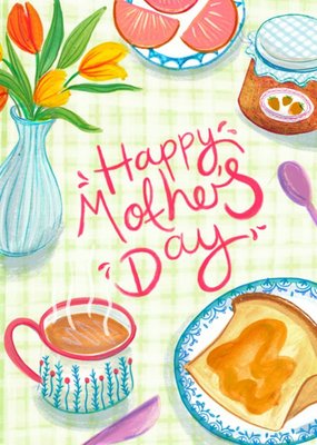 Breakfast Illustration Happy Mother's Day Card