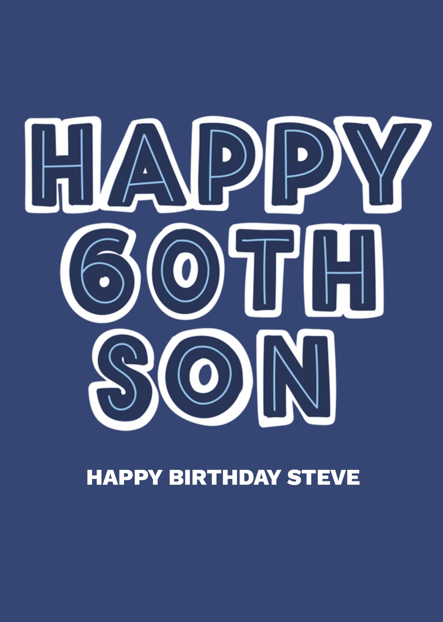 Moonpig Typographic Outline Lettering Happy 60th Son Birthday Card