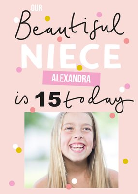 Typographic Photo Upload 15th Birthday Card