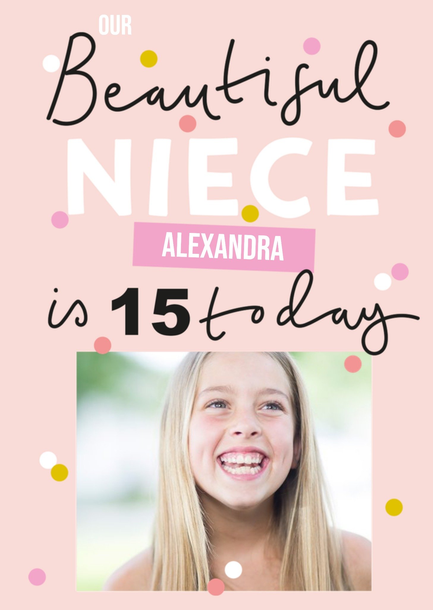 Moonpig Typographic Photo Upload 15th Birthday Card