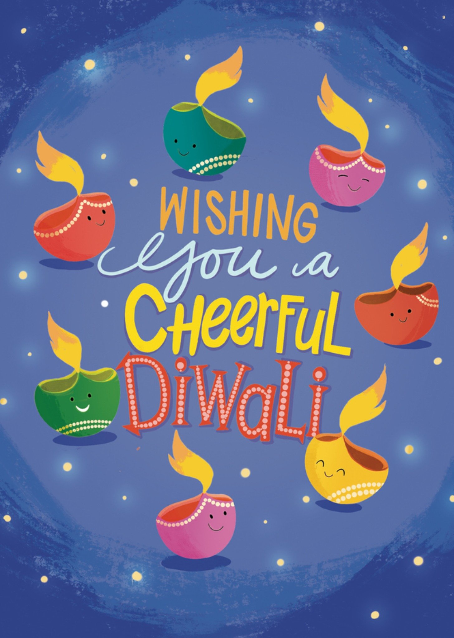 Moonpig Wishing You A Cheerful Diwali Illustrated Card
