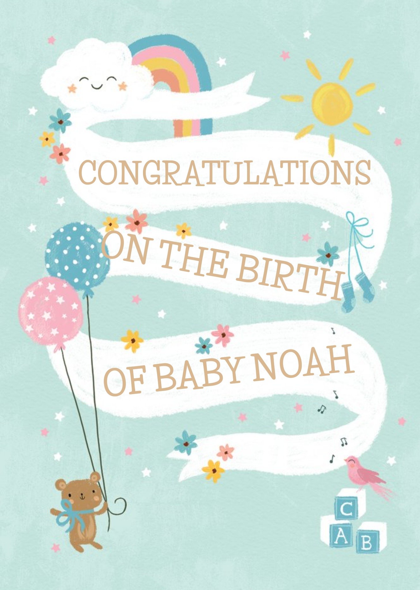 Moonpig Rainbows And Clouds Blue Card