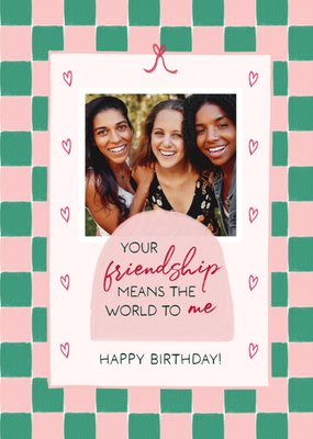 Your Friendship Means The World To Me Photo Upload Birthday Card