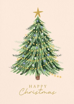 Traditional Illustrated Christmas Tree Card 