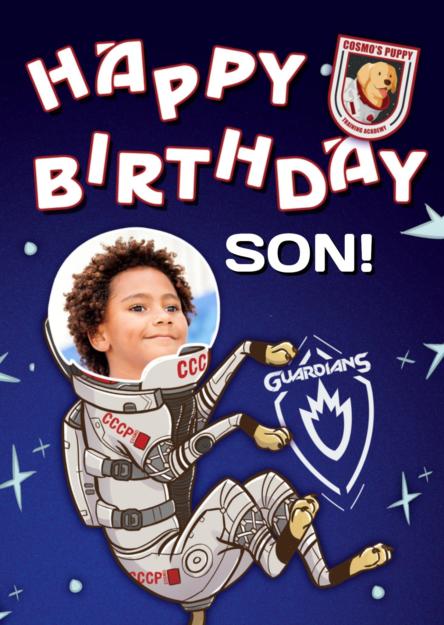 Marvel Guardians Of The Galaxy Cosmo Son Photo Upload Birthday Card