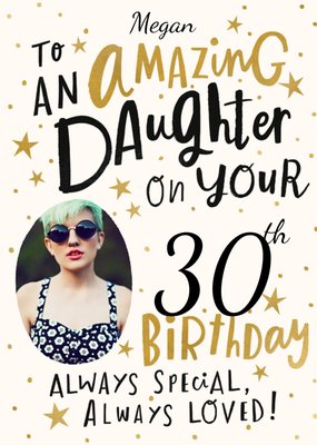 Illustrative Gold Star Daughter Photo Upload Birthday Card