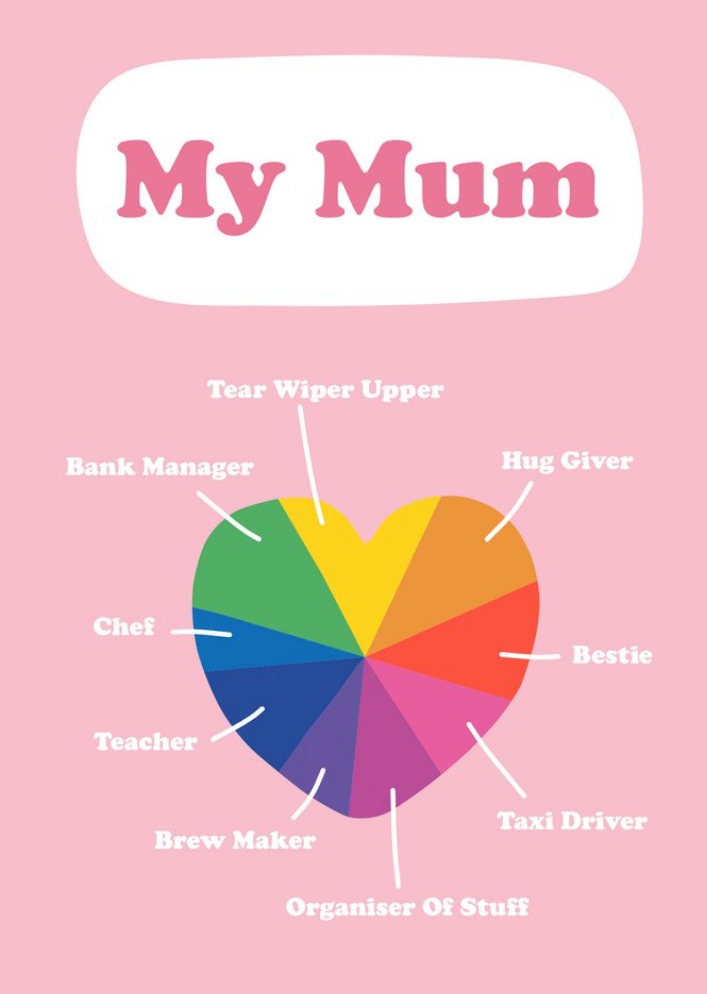 Moonpig Illustration Of A Heart Shaped Pie Chart My Mum Card