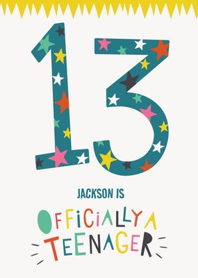 Fun Typographic Customisable 13th Birthday Card