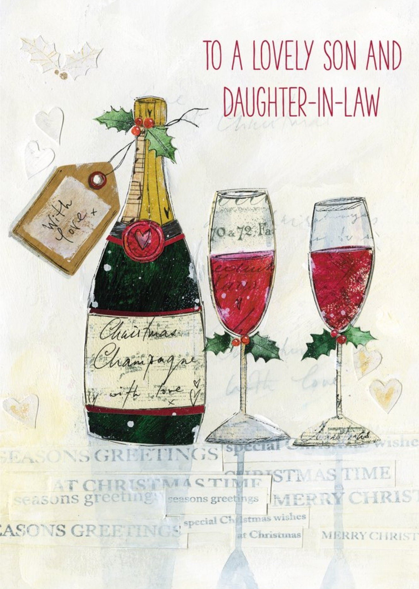 Moonpig Son And Daughter In Law Champagne Scene Personalised Christmas Card