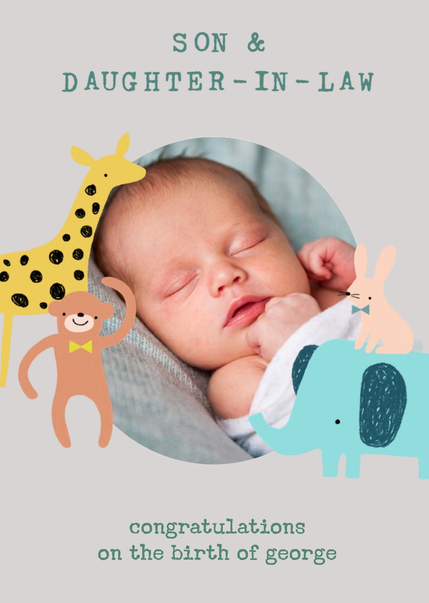 Moonpig Cute Illustrative Son & Daughter-In-Law New Baby Card