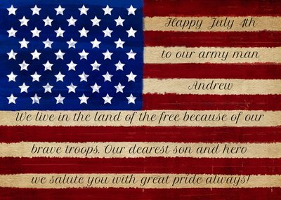 Happy 4th July American flag with short patriotic verse