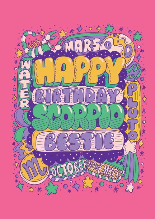 Happy Birthday Scorpio Bestie Card