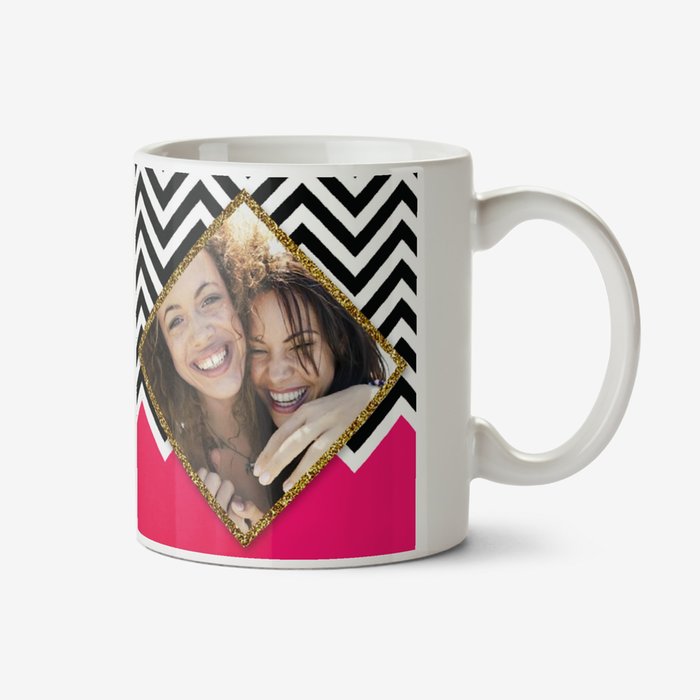 Black & White and Hot Pink Photo Upload Mug