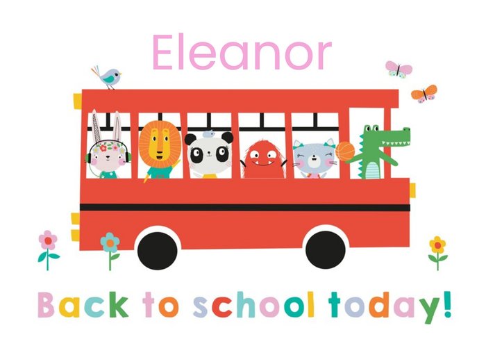 Lemon Ribbon Characters Cute Illustrated Back To School Animals Card