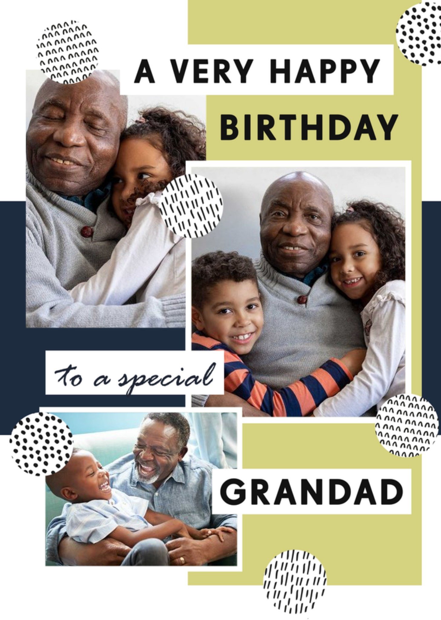 Moonpig Photo Collage With Geometric Shapes Grandad's Photo Upload Birthday Card