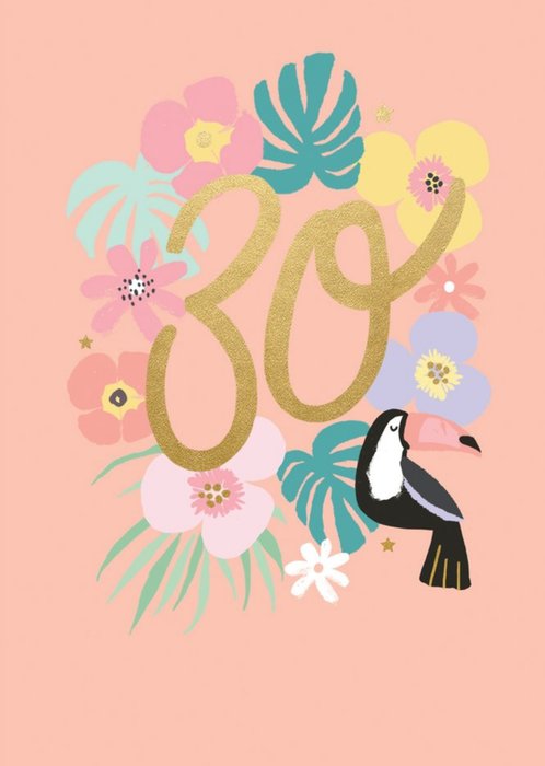 Floral 30th BIrthday Card