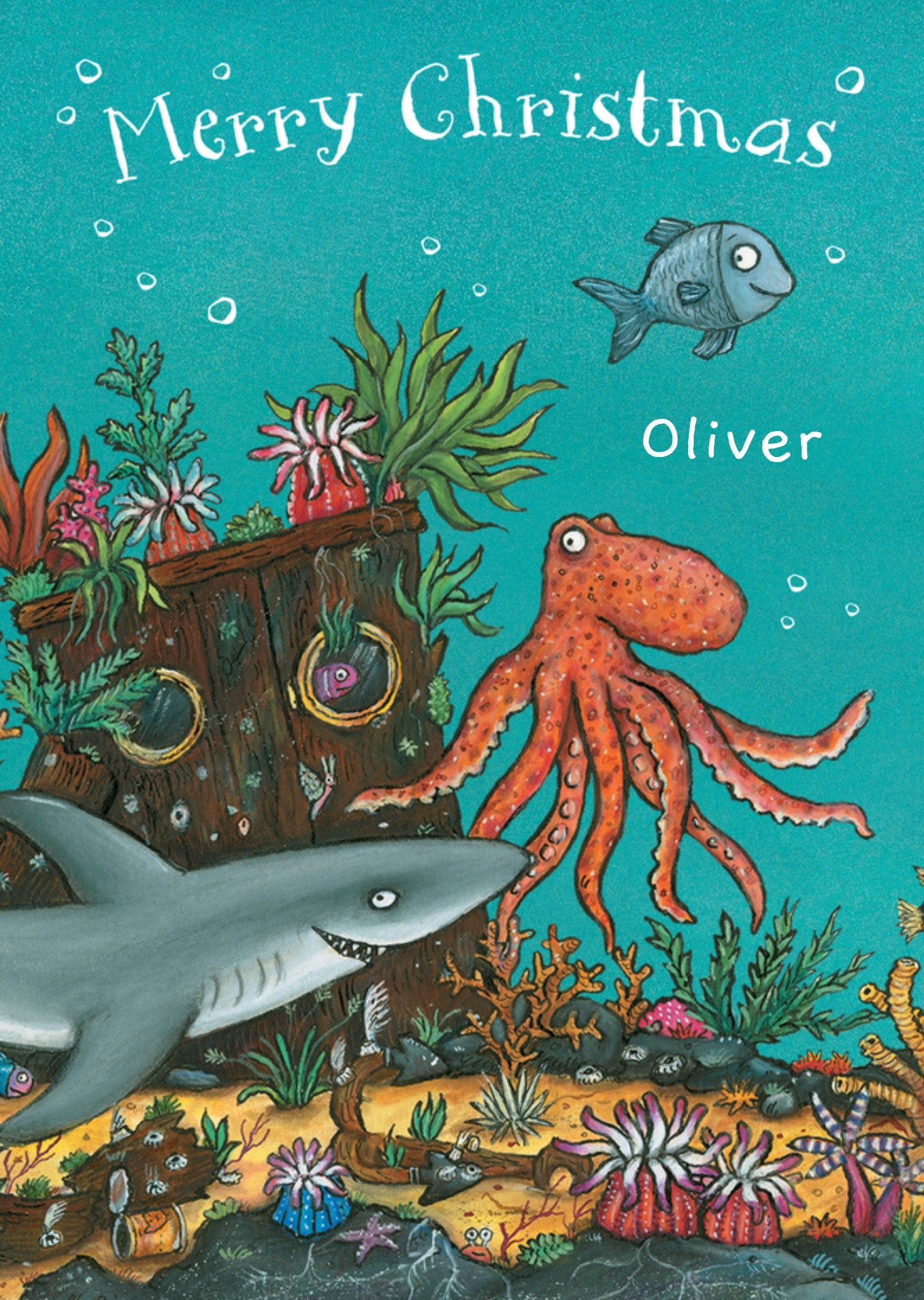Moonpig Ocean Sealife Illustrated Merry Christmas Card