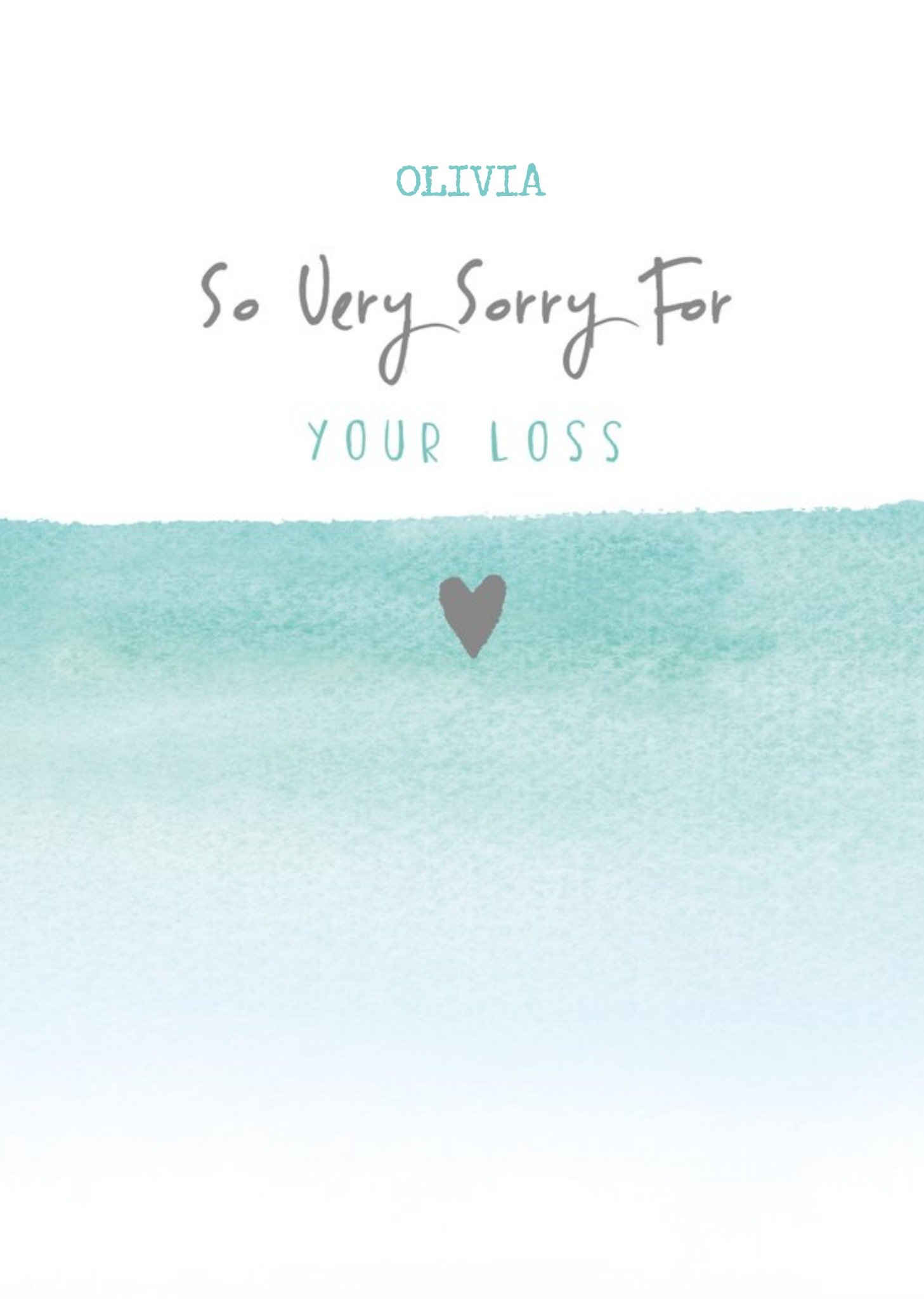 Moonpig Heart Icon On A Watercolour Ocean Background Sorry For Your Loss Card