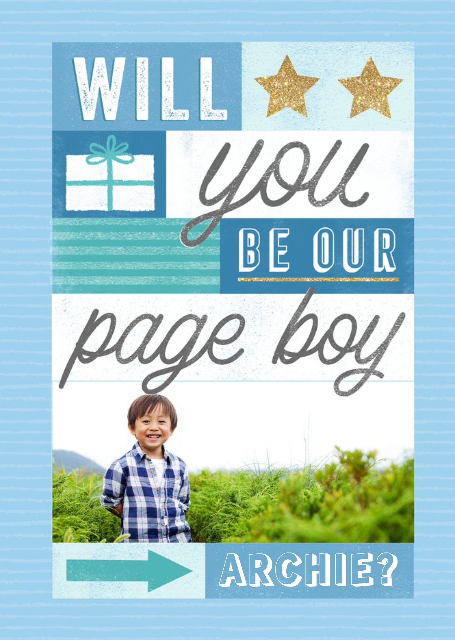 Moonpig Studio Sundae Will You Be Our Page Boy Photo Upload Wedding Card