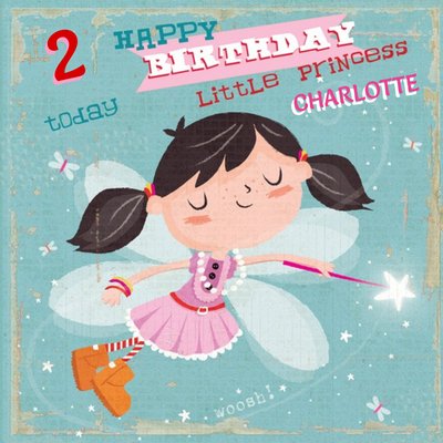 Little Fairy Princess Personalised Happy 2nd Birthday Card