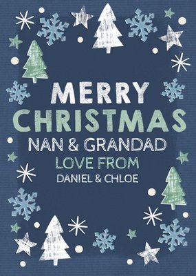 Festive Fir Navy Merry Christmas Personalised Christmas Card