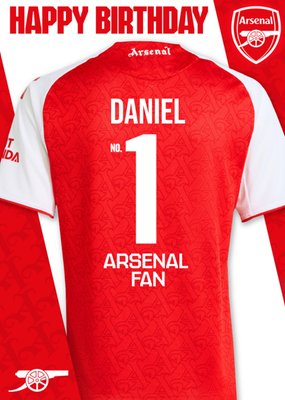 Arsenal FC No1 Arsenal Fan Football Jersey Happy Birthday Card