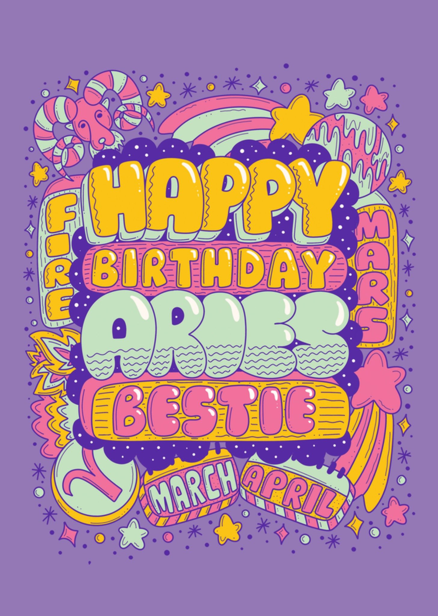 Moonpig Happy Birthday Aries Bestie Card