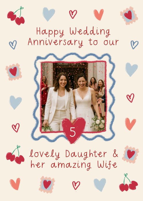 Lovely Daughter & Her Amazing Wife Photo Upload 5th Anniversary Card