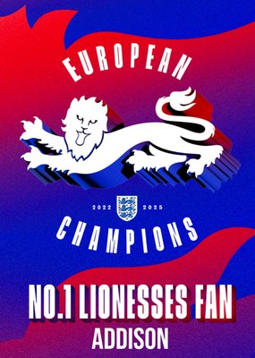 England Lionesses No1 Fan Euros 2025 Typographic Card