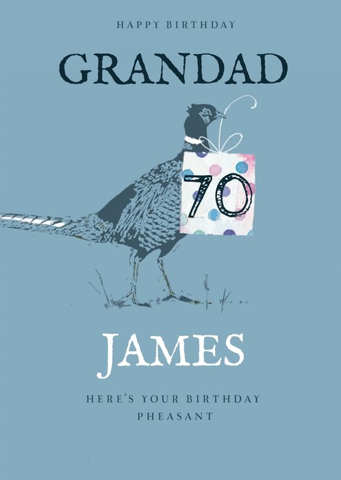 Ling Design Illustrated Grandad Pheasant 70th Birthdays Milestones Card 