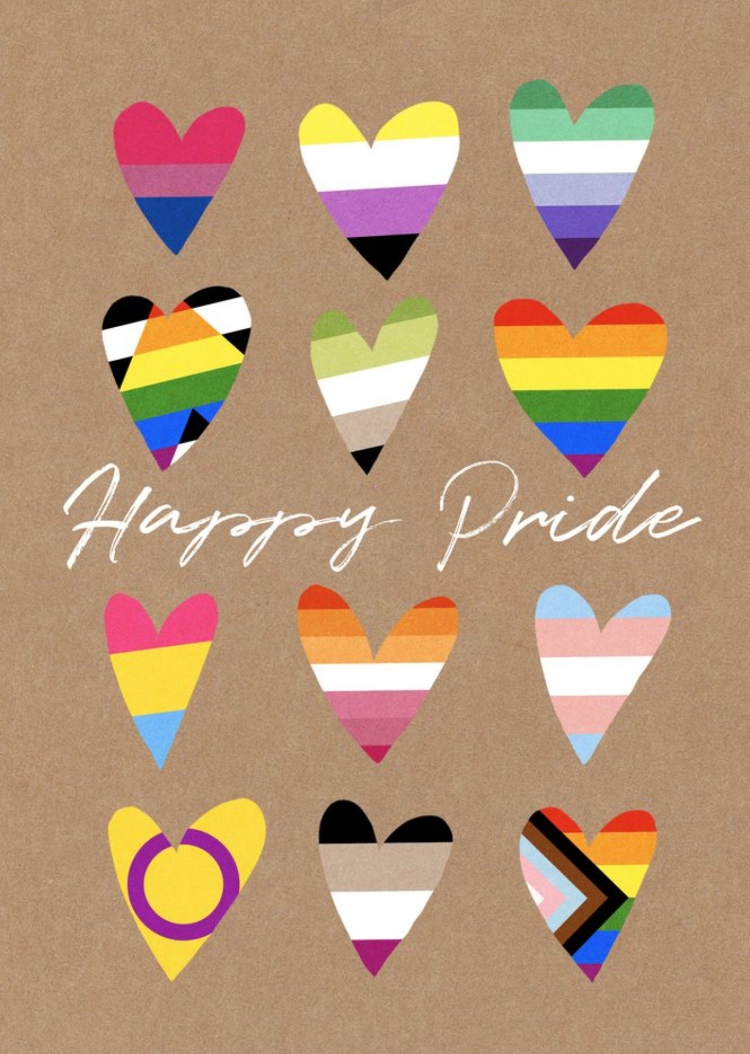 Moonpig Illustrated Rainbows Love Hearts Happy Pride Flags Card