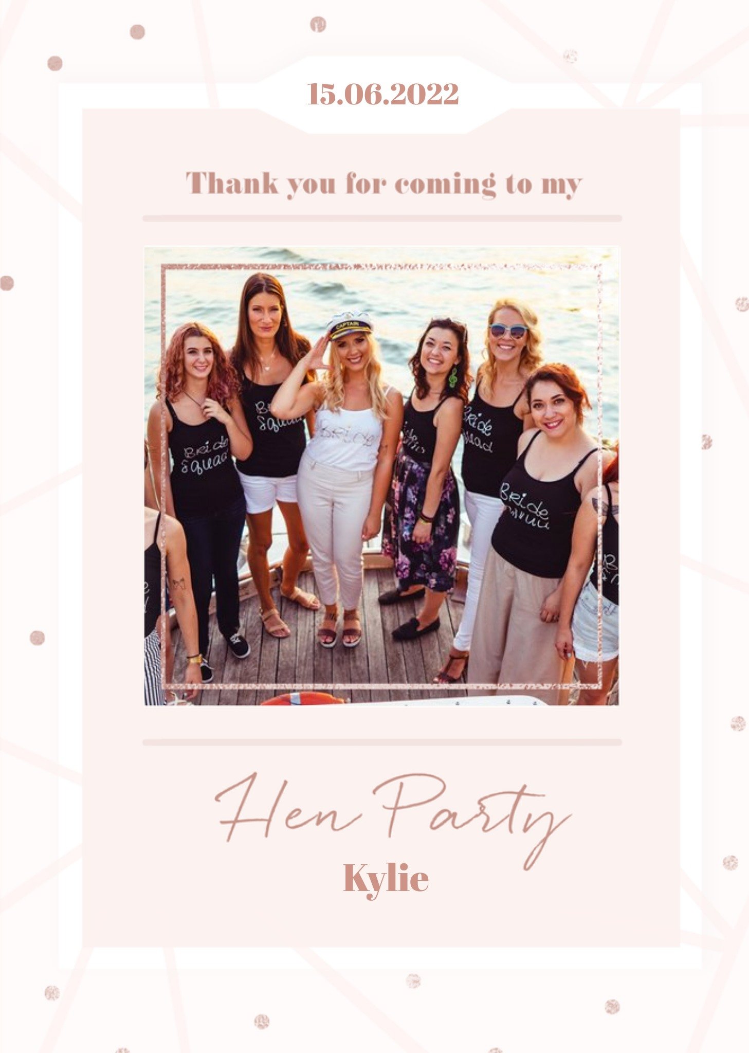 Moonpig Thank You For Coming To My Hen Party Photo Upload Wedding Thank You Card