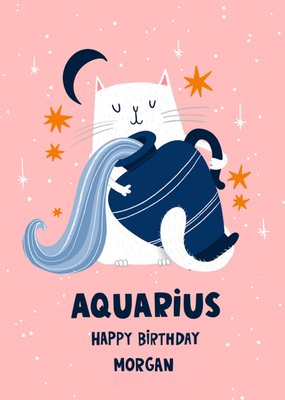 Star Sign Aquarius Birthday Card