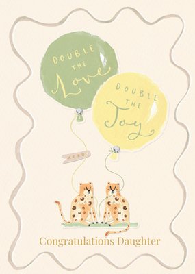 Cute Cheetahs Double The Love Twins New Baby Card