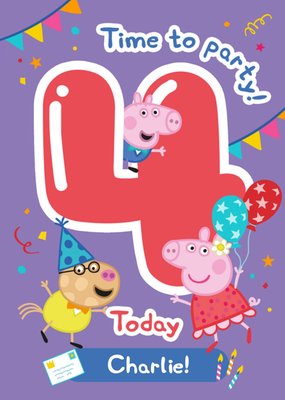 Peppa Pig Time To Party 4 Today Birthday Card