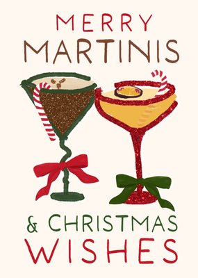 Merry Martinis Illustrated Christmas Cocktails Card