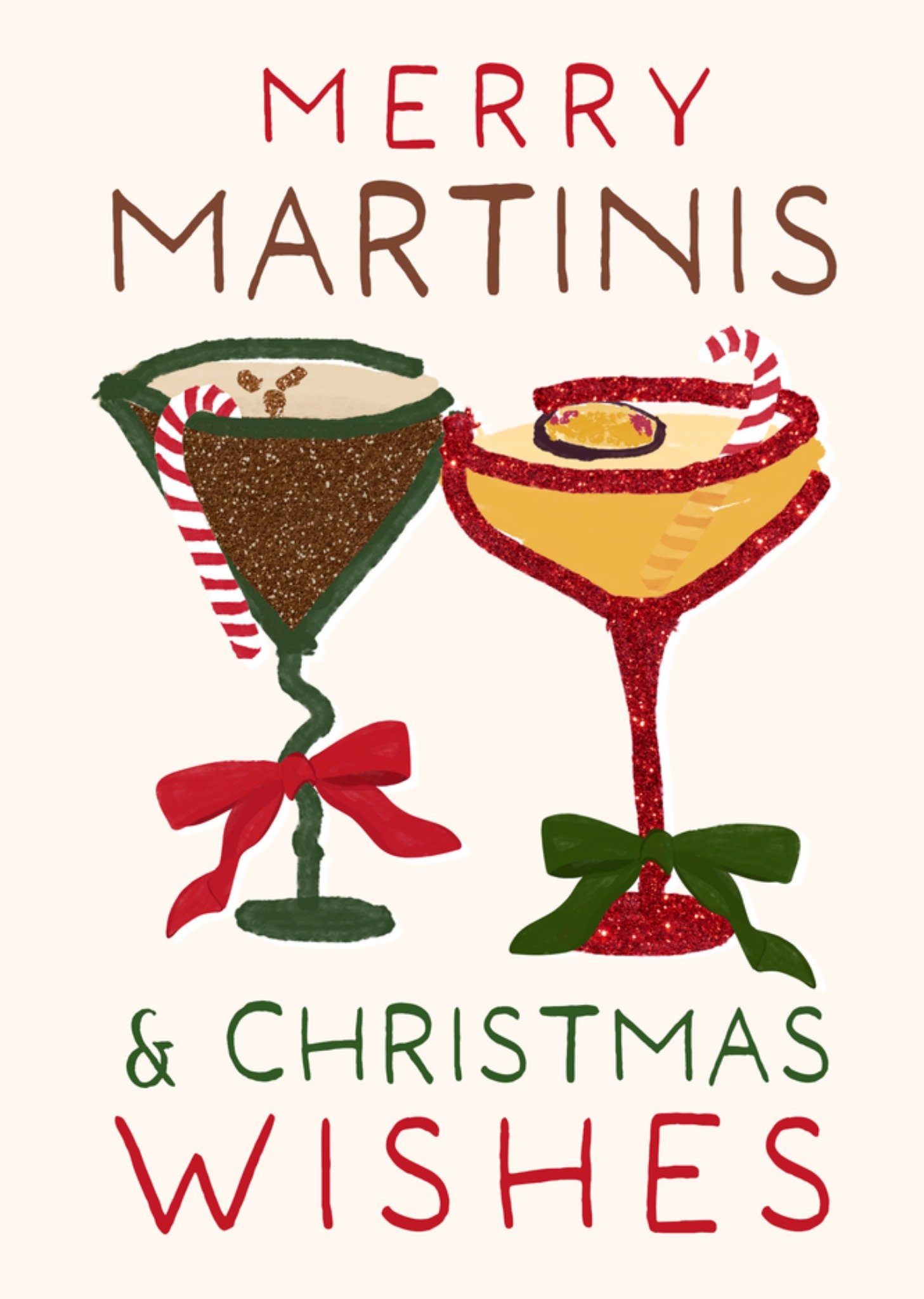 Moonpig Merry Martinis Illustrated Christmas Cocktails Card