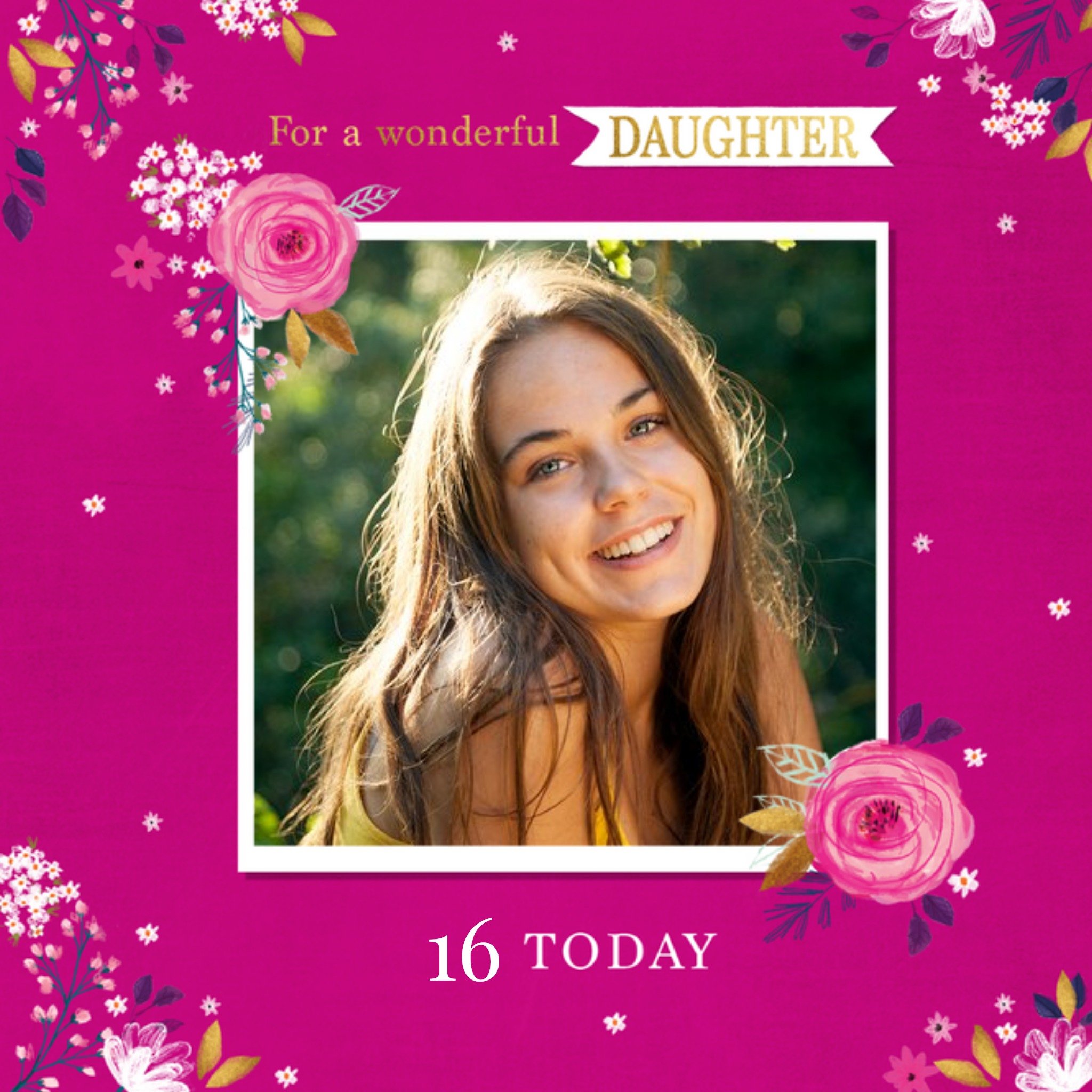 Moonpig Cute Floral For A Wonderful Daughter Photo Upload Birthday Card