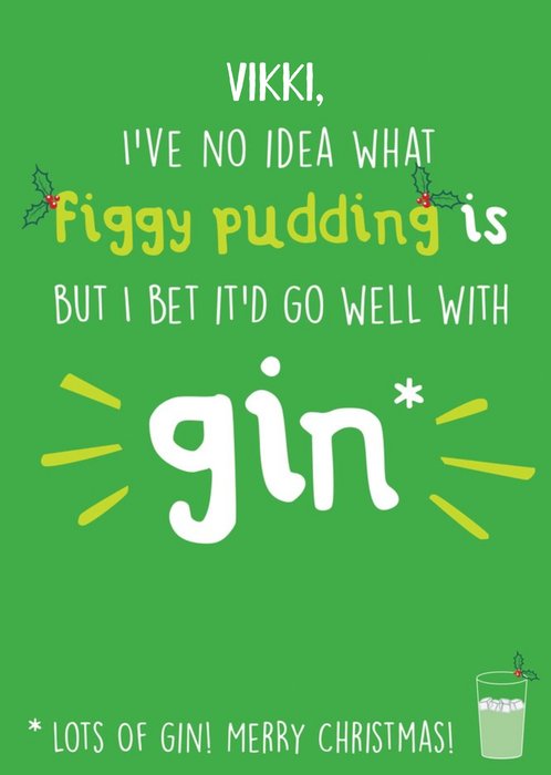 Funny Figgy Pudding And Gin Christmas Card